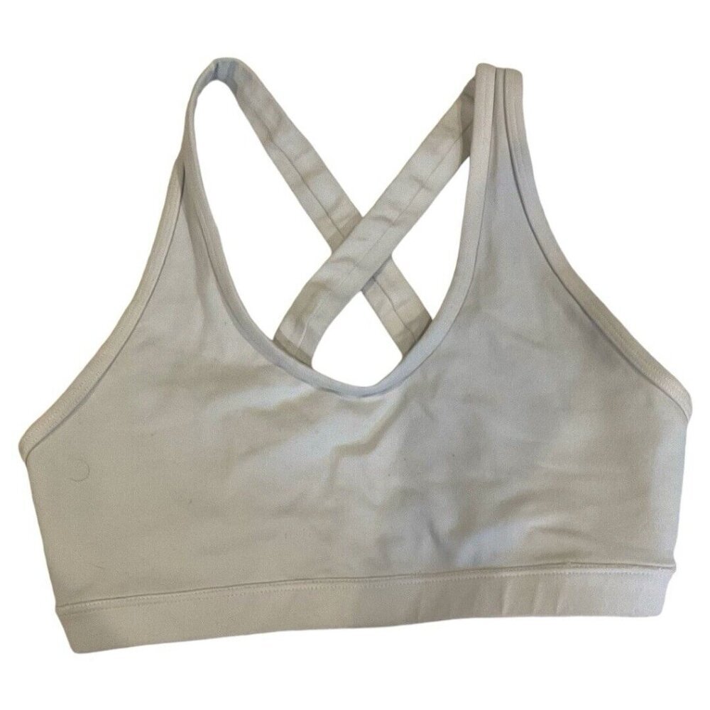 Cross-Backing White Sports Bra Medium Athletic Gym Activewear Fitness running